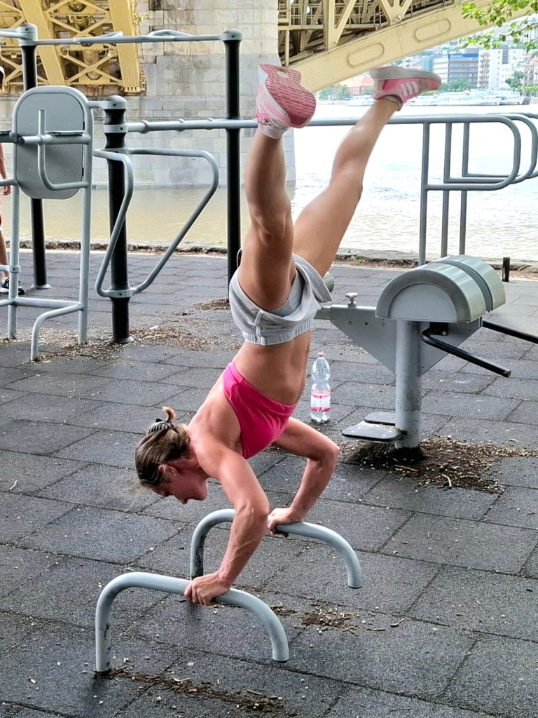 Enikő Varga: practicing the handstand pushup image